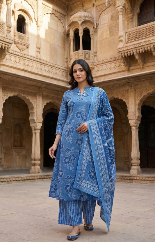 Indigo Bloom Cotton Salwar