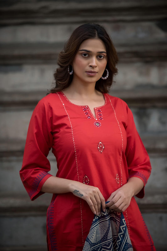 Crimson & Indigo Fusion Kota Salwar