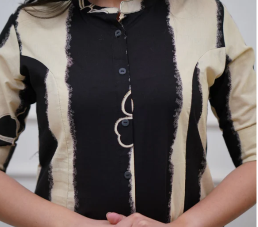 Beige Black Cotton Coords