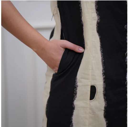 Beige Black Cotton Coords