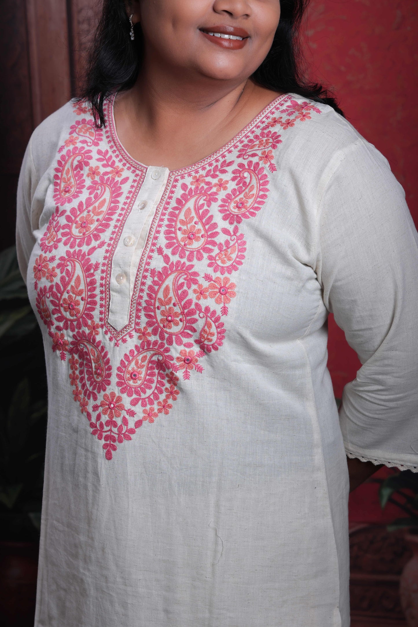 Beige Cotton Kurta Pant