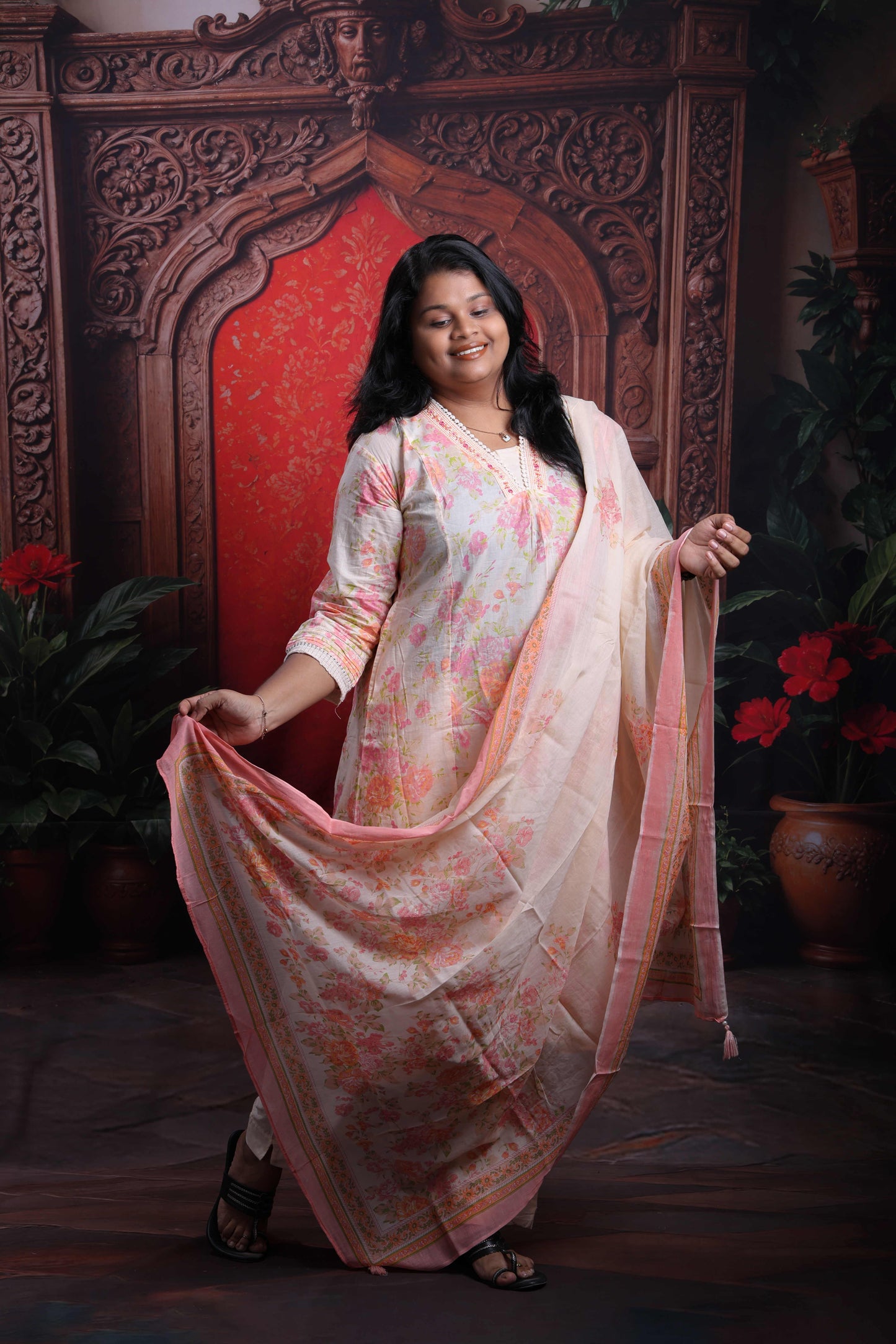 Peach Pink Aline Salwar
