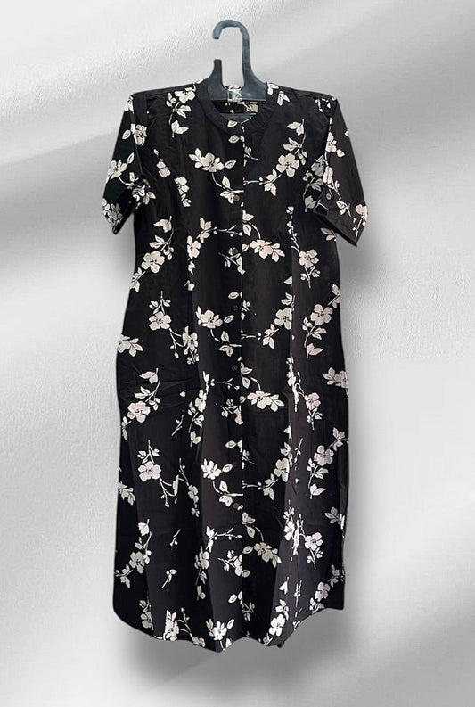 Black Floral Cotton Aline Coords