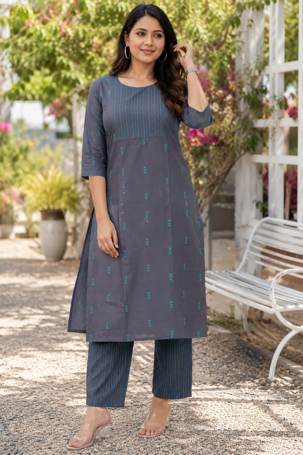 Slate Grey Cotton Kurta Pant