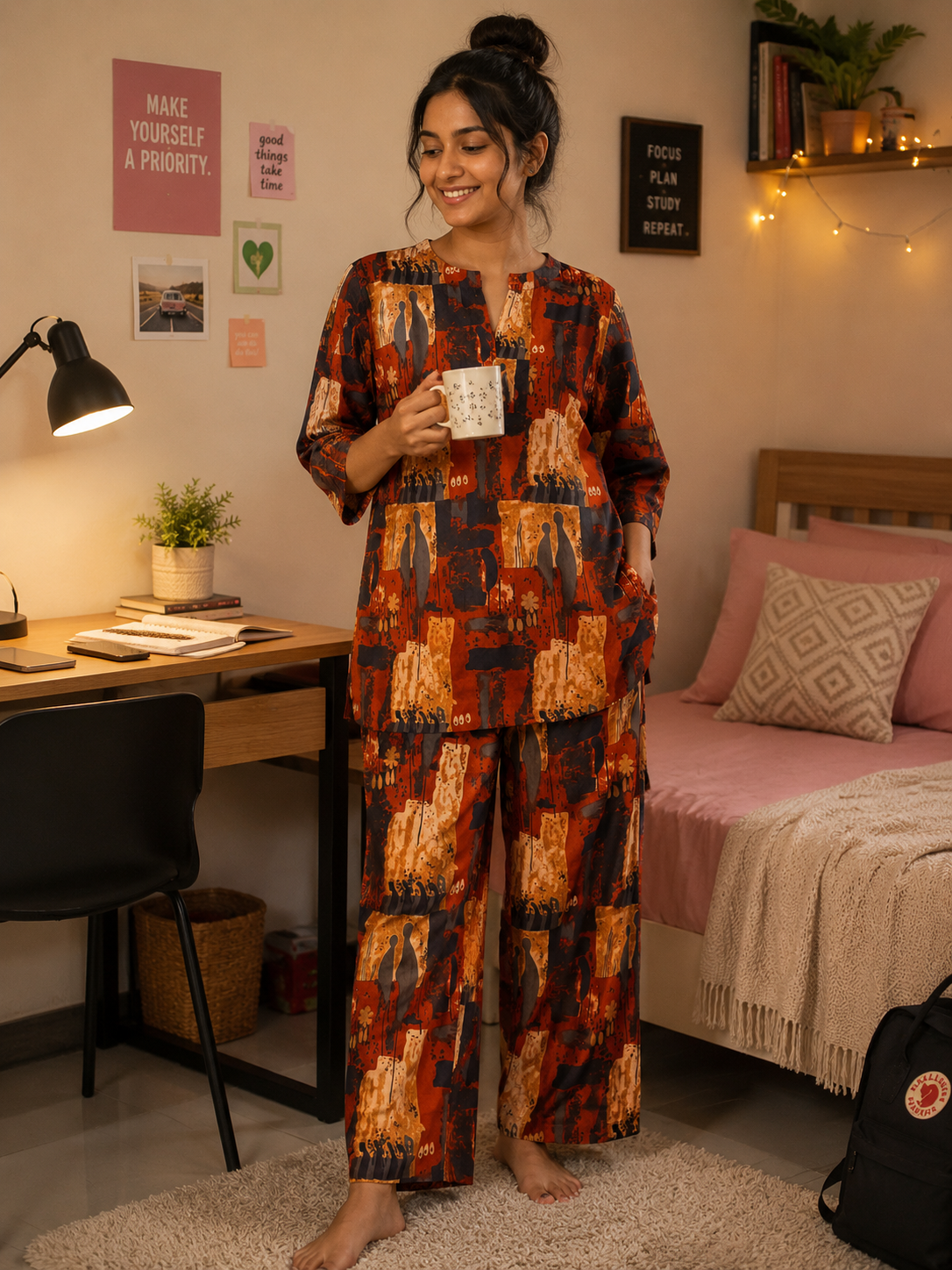 Rustic Reverie Cotton Night Lounge Set