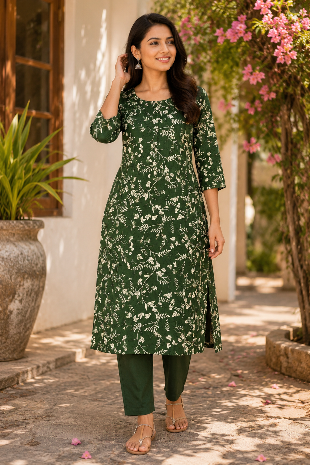 Emerald Bloom Lining Kurta Pant