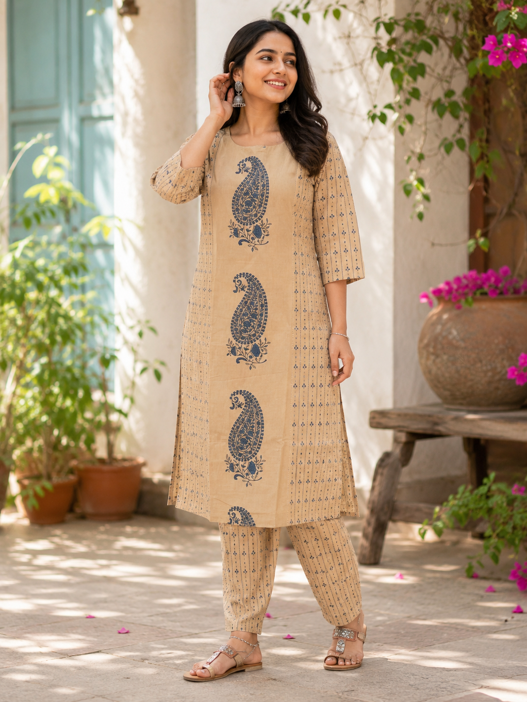 Indigo Paisley Lining Kurta Pant