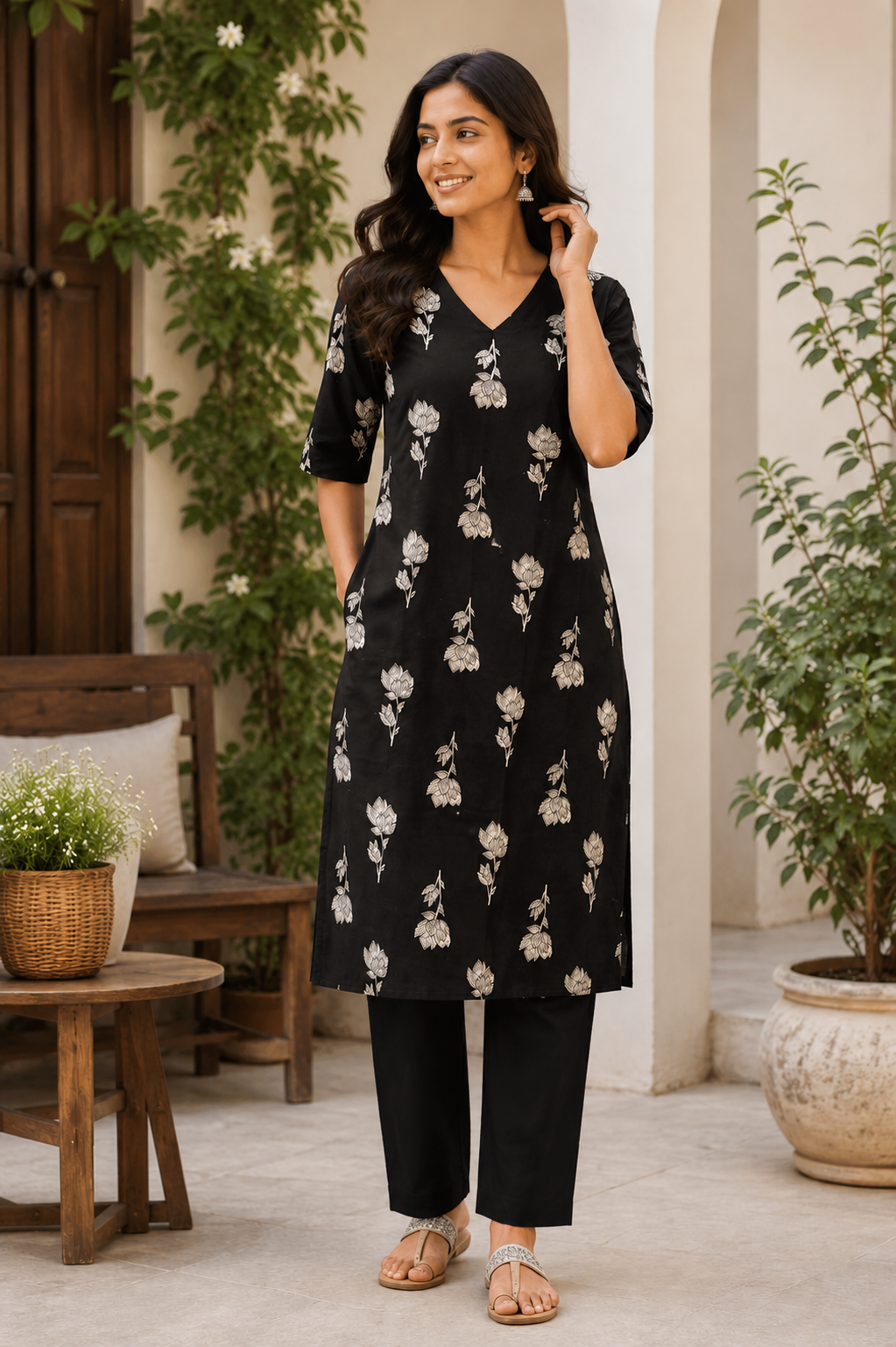 Black Lining Kurta Pant