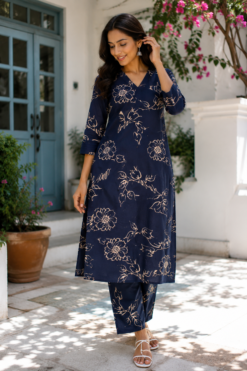 Navy Blue Bloom Lining Coords