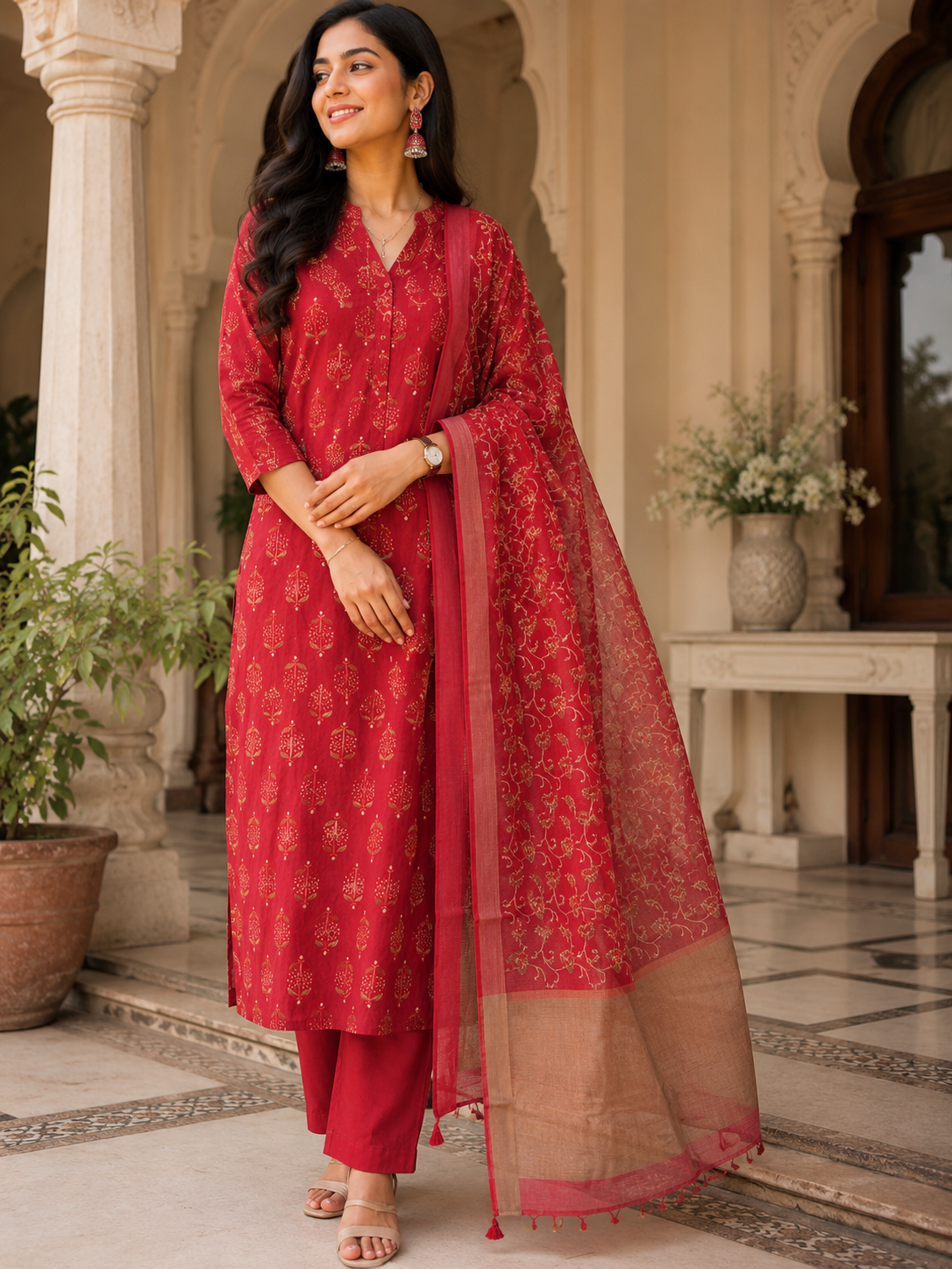Crimson Blossom Salwar