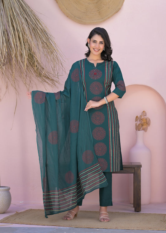Dark Green Mul Cotton Salwar