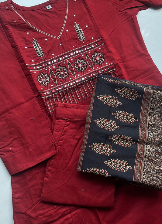 Red Aline Cotton Salwar