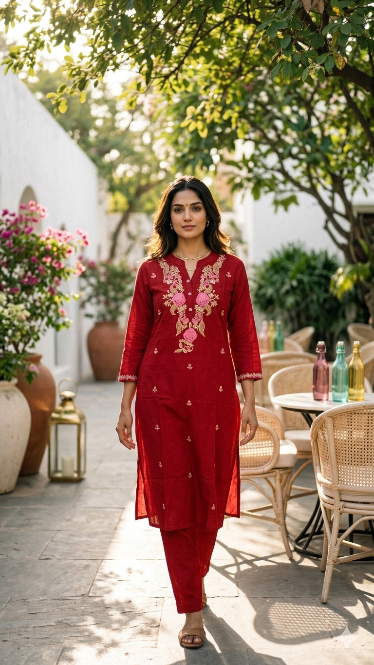 Crimson Grace Embroidered Kurta Set