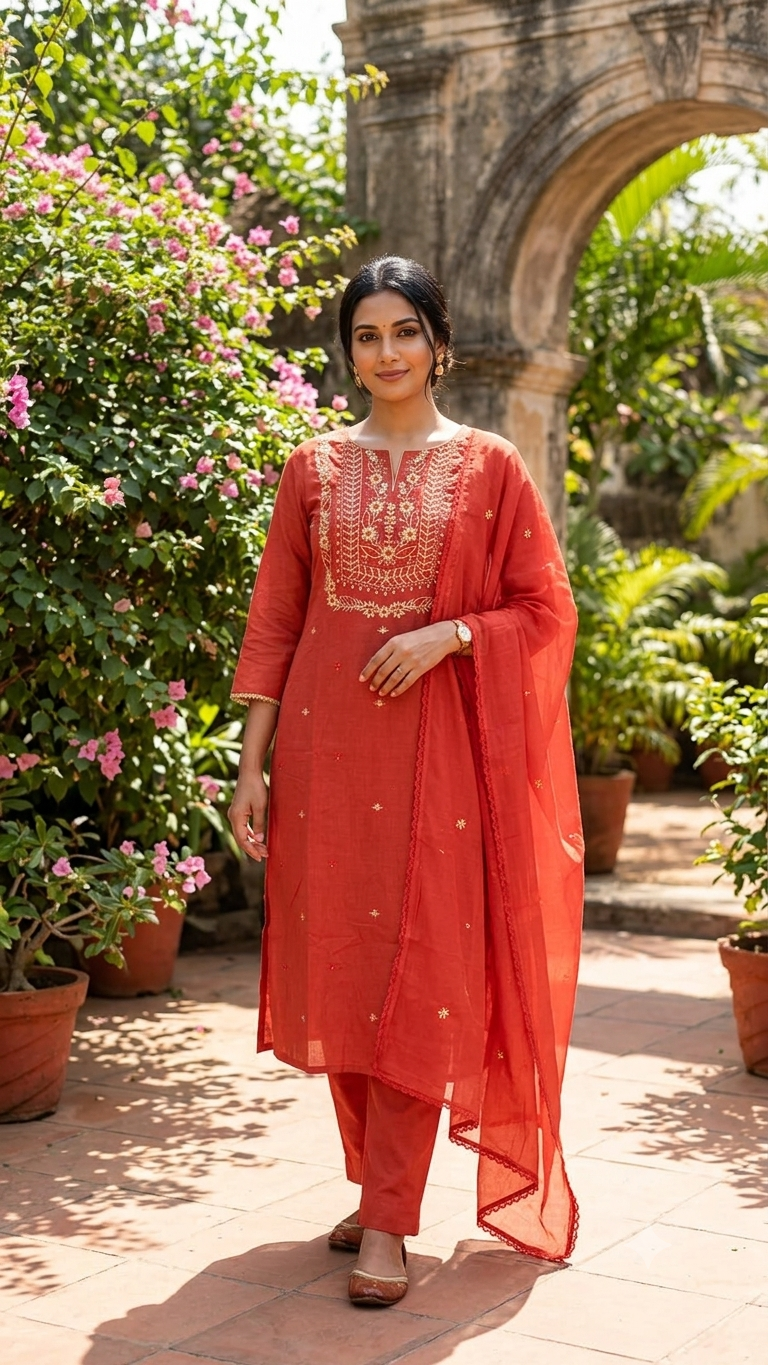 Rust Ember Heritage Cotton Salwar Set