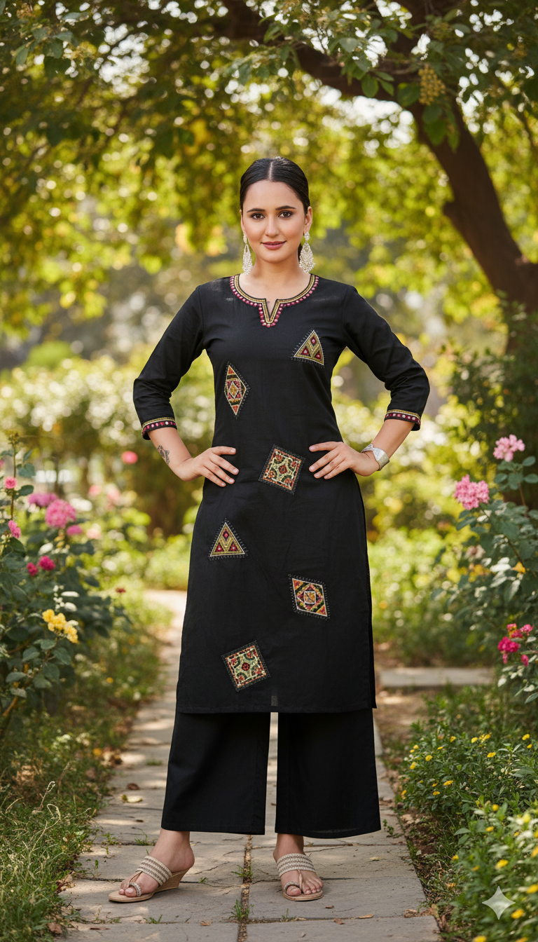 Black Handloom cotton Coords