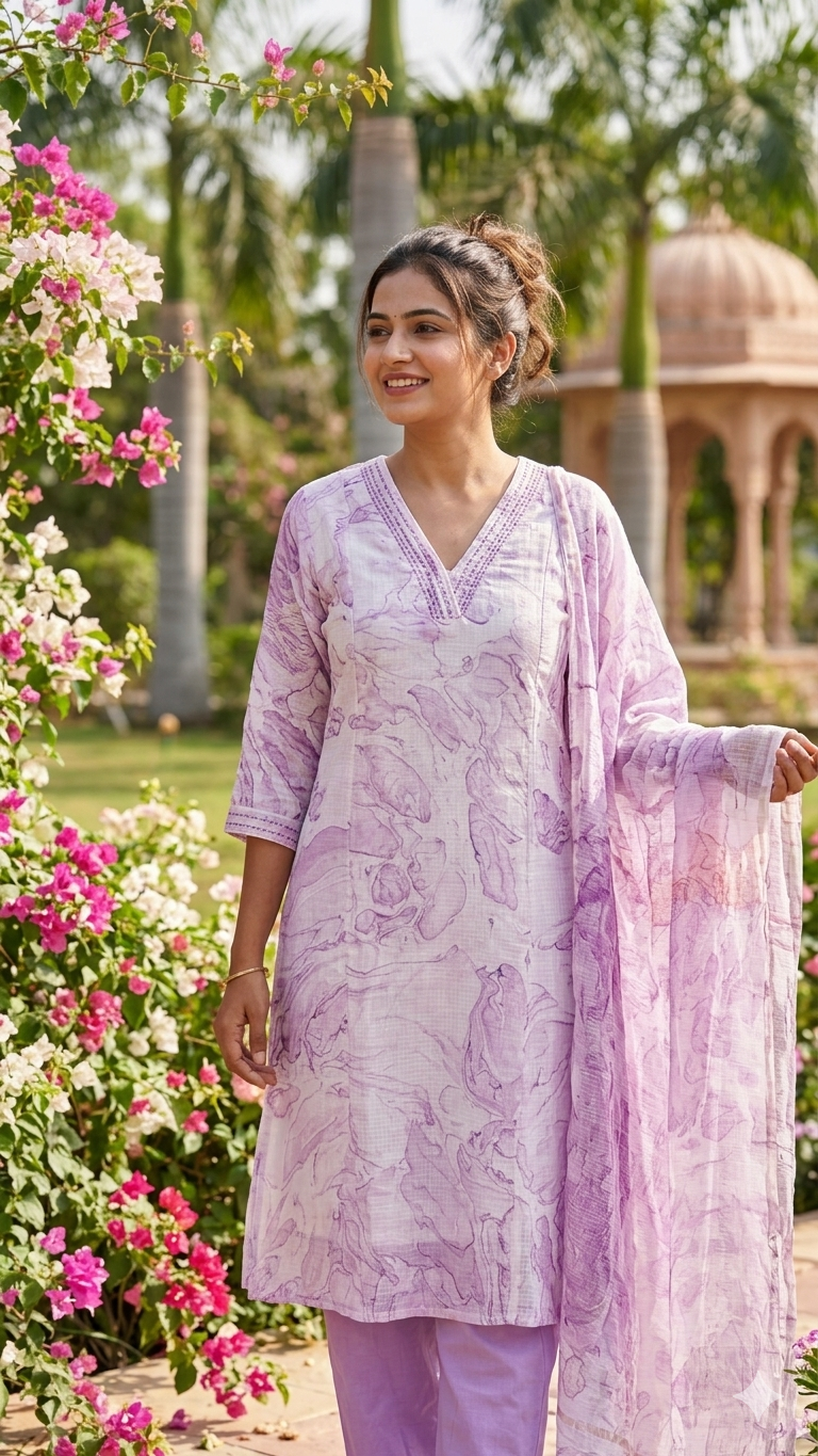 Lavender Mist Kota Doria Salwar