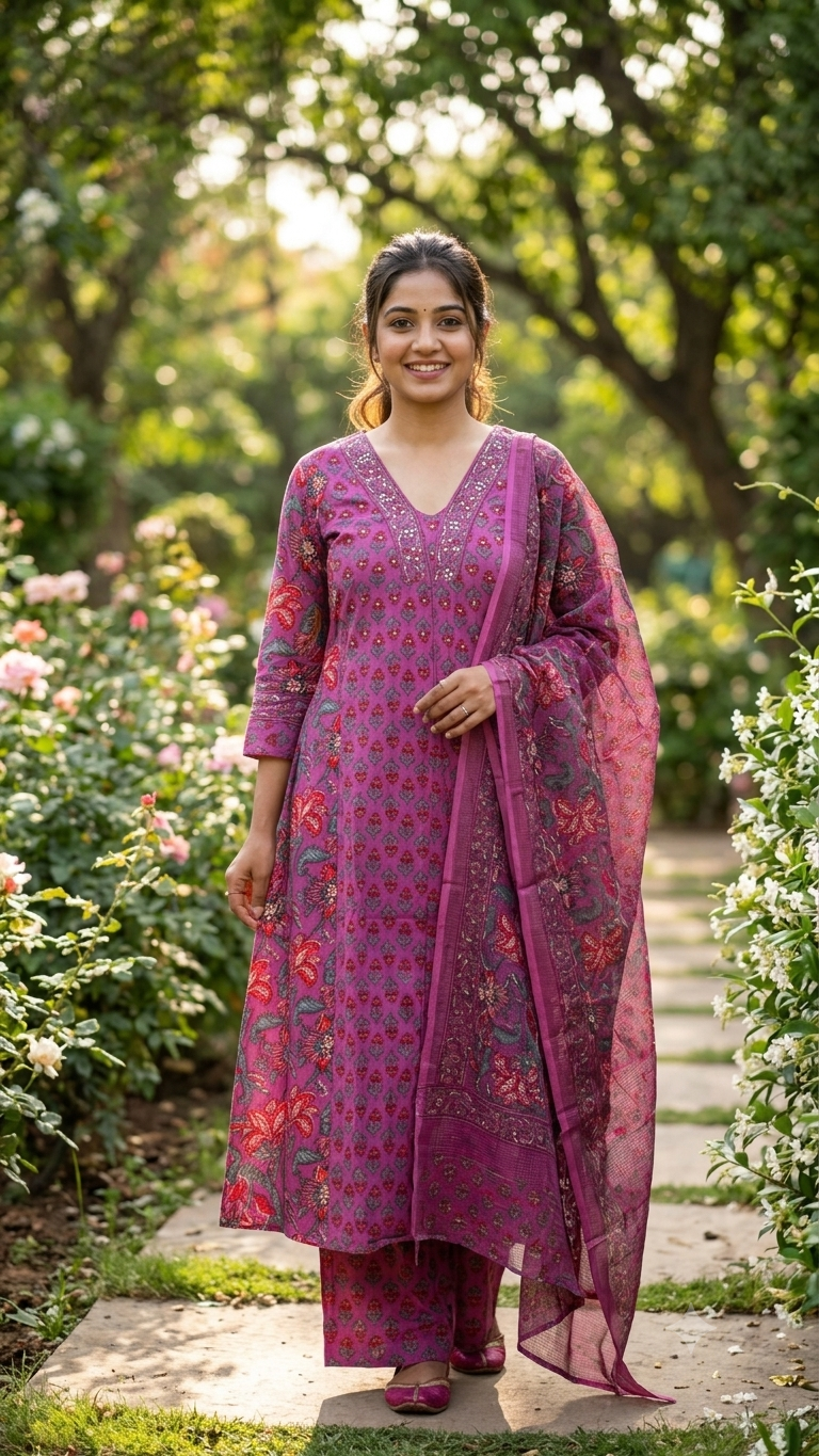 Purple Printed Anarkali Salwar
