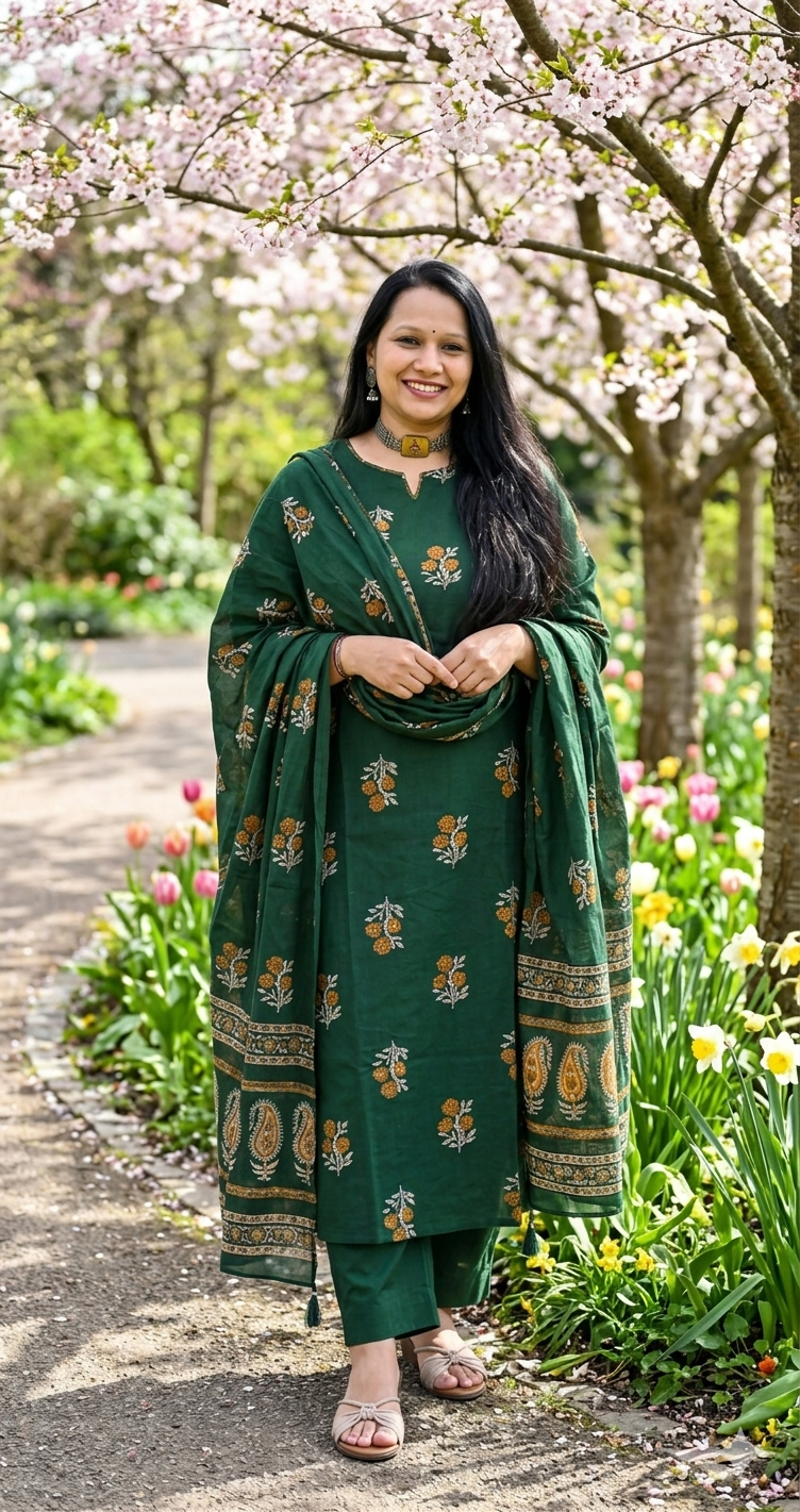 Emerald Vanya – Handloom Cotton A-Line Salwar