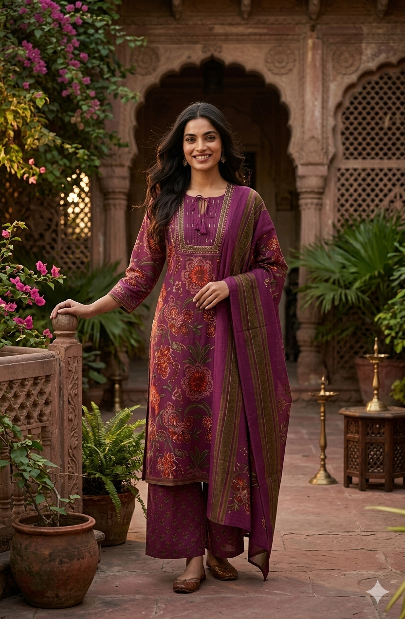 Royal Dahlia Mul Cotton Salwar