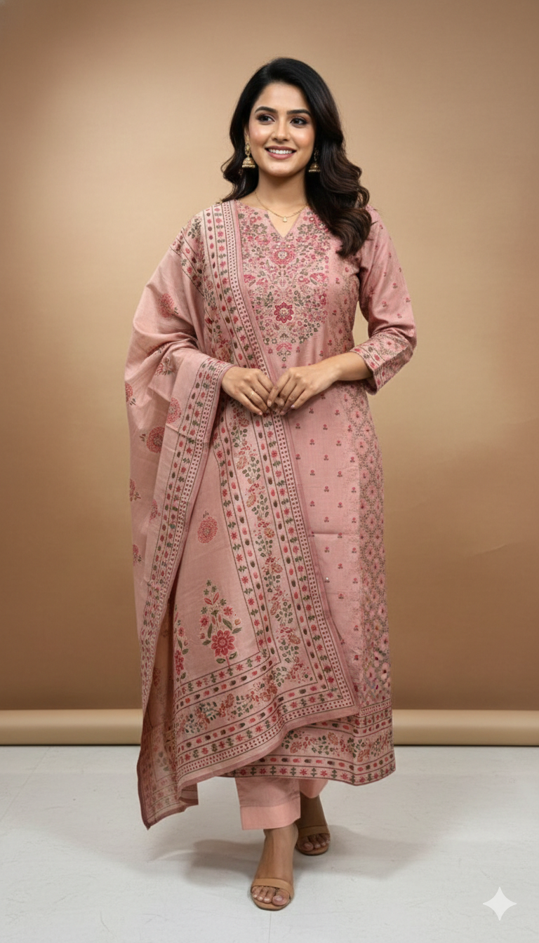Floral Tussar Silk Salwar