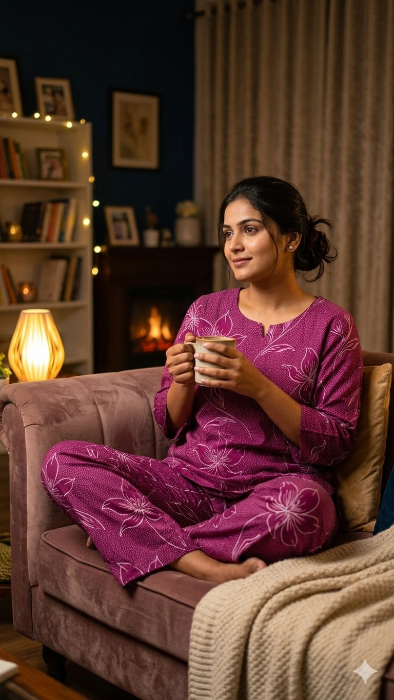 Cozy Bloom Cotton Night Suit