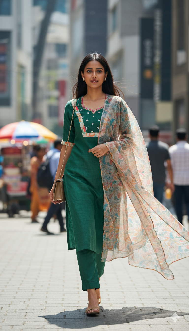 Castelon Green Mermi Silk Salwar