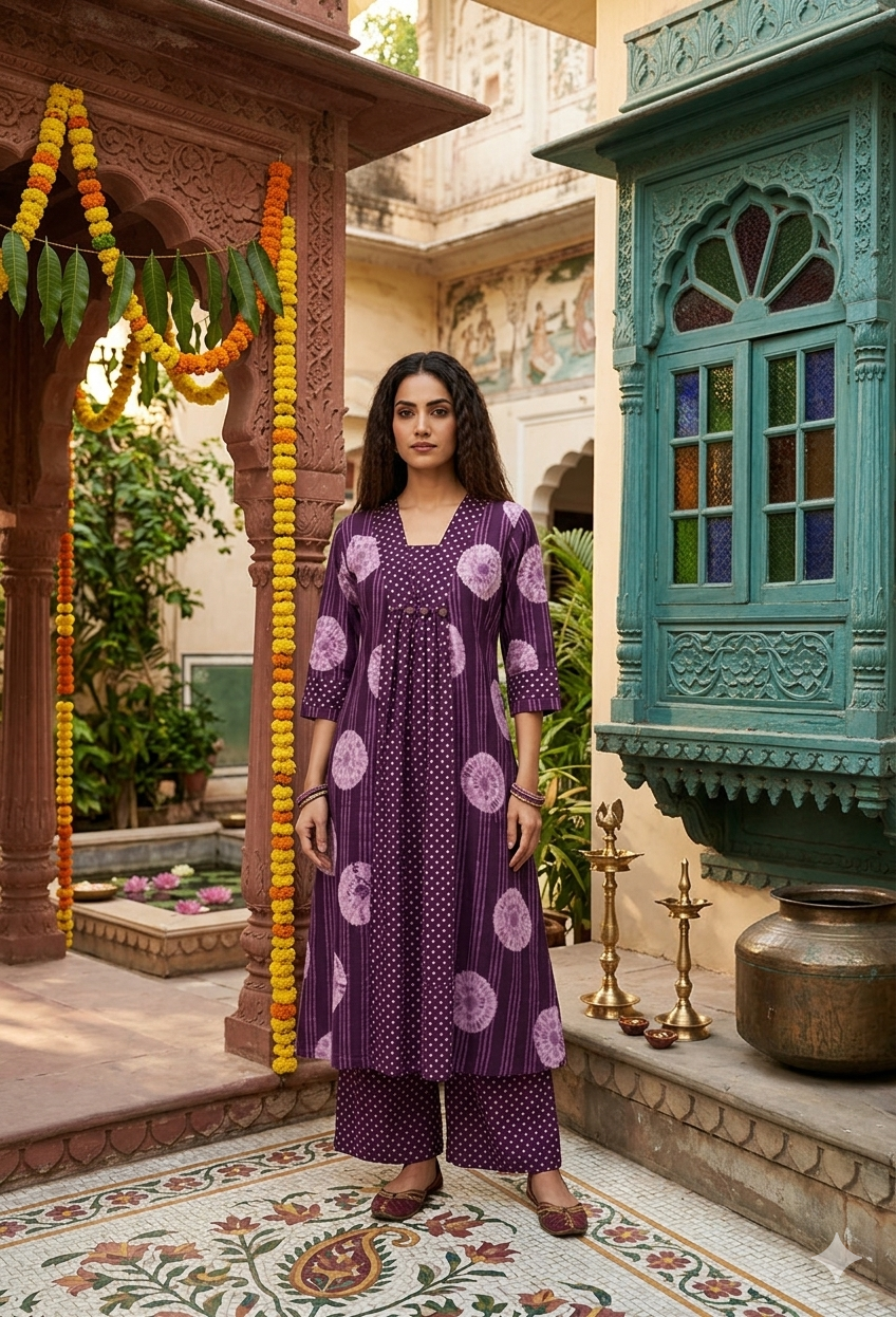 Royal Purple A-Line Kurta Set