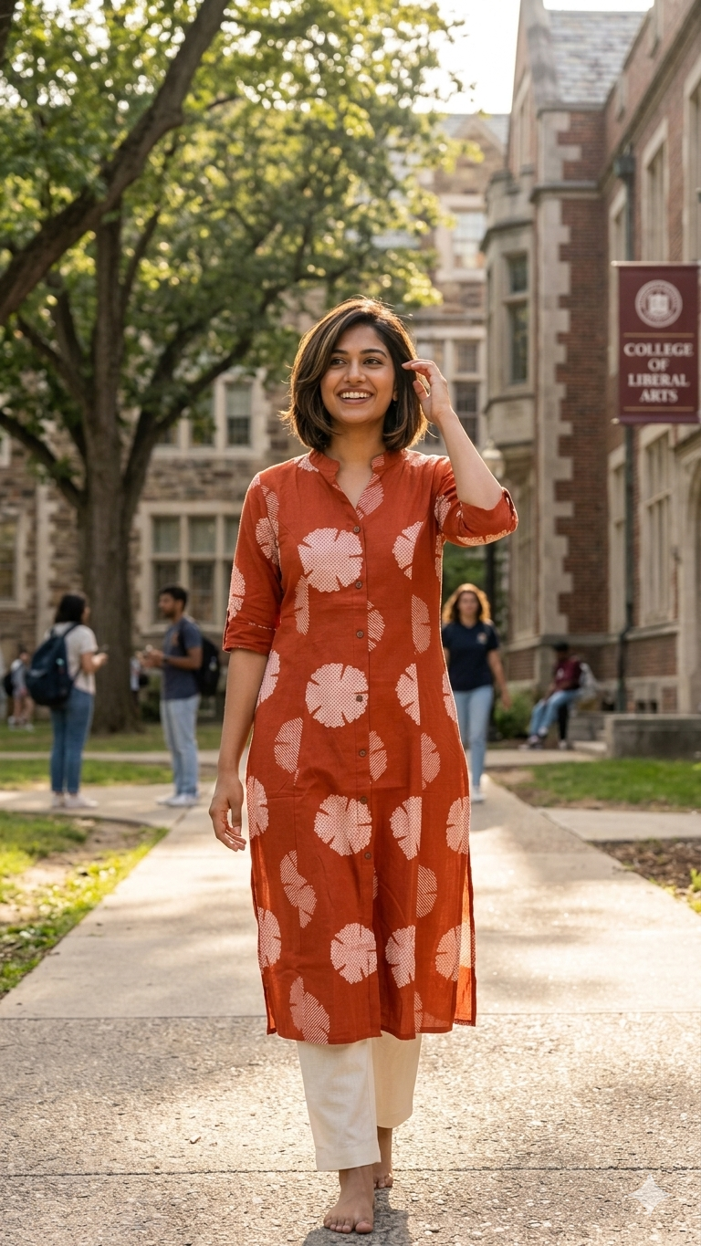 Terracotta Bloom Cotton Kurta