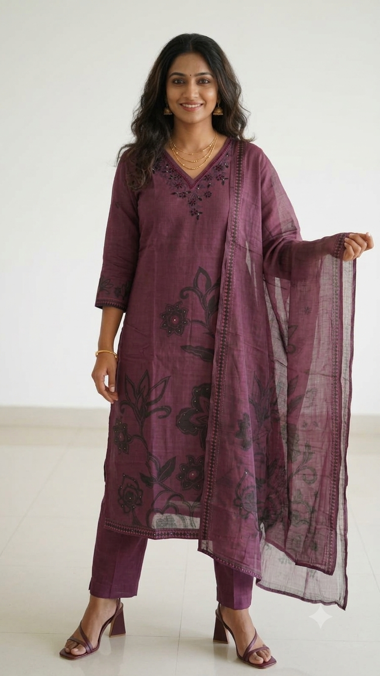 Deep Plum Linen Lining Salwar