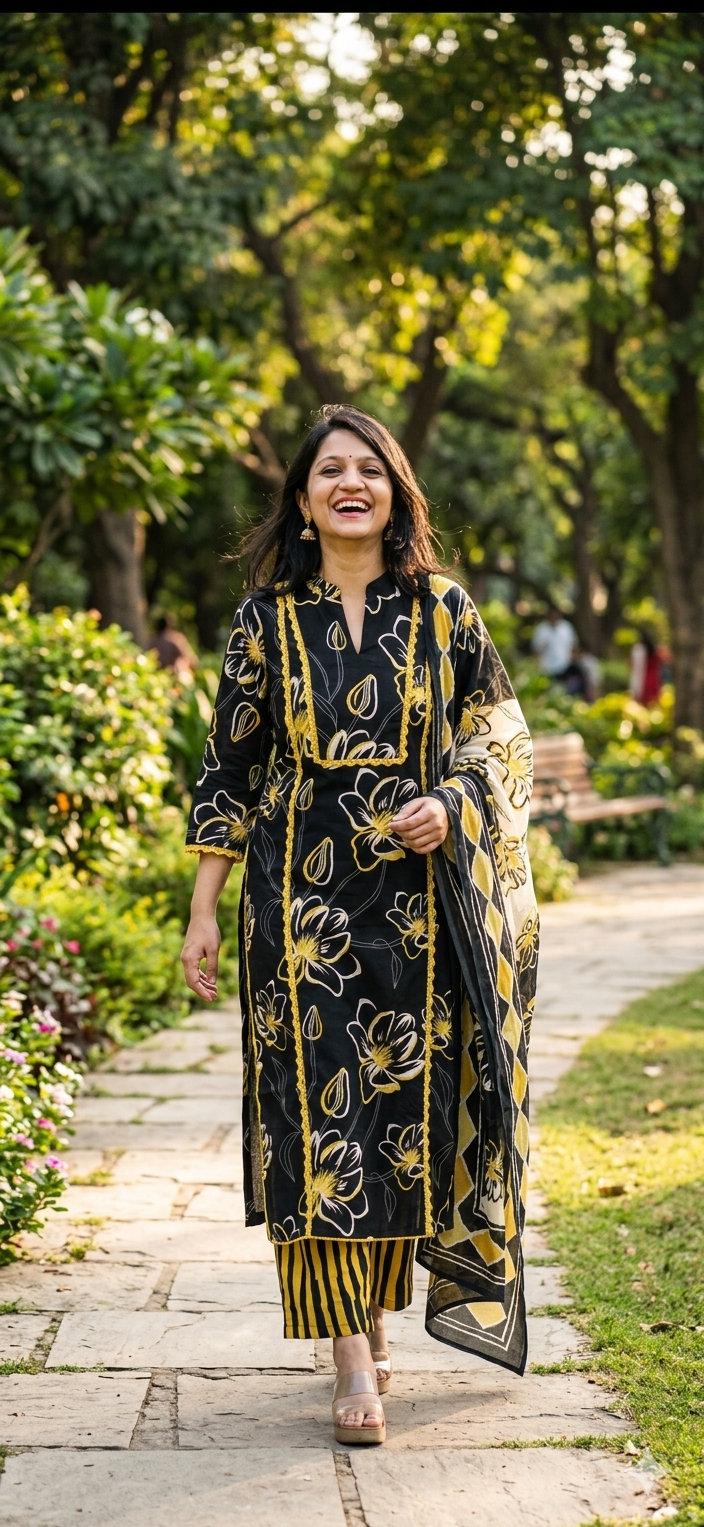 Golden Petal Cotton Salwar