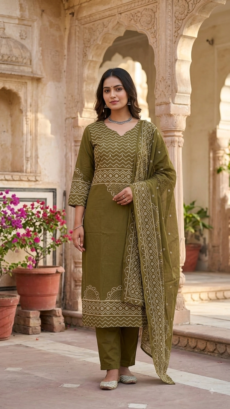 Olive Green Heritage Cotton Salwar