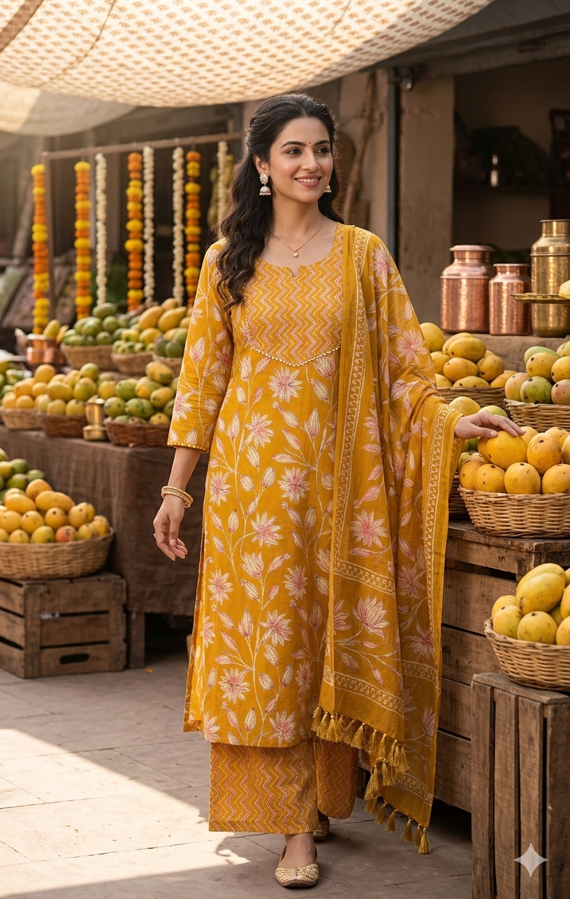 Sunlit Mango Cotton Salwar