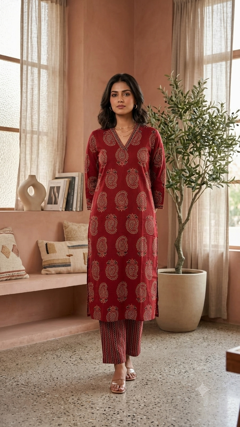 Crimson Paisley Kurta Pant