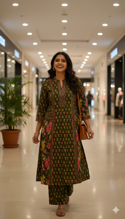 Royal Garden A-Line Cotton Salwar