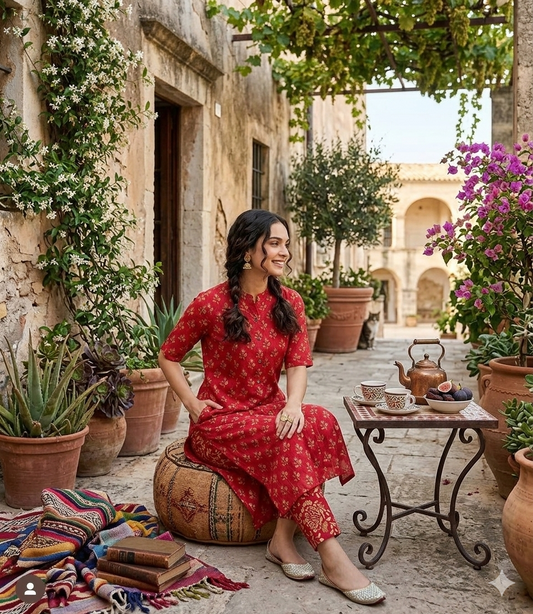 Crimson Grace Cotton Kurta Set