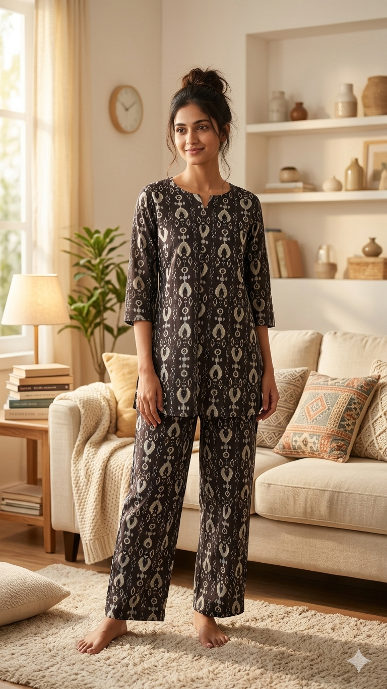 Midnight Ikat Cotton Pyjama