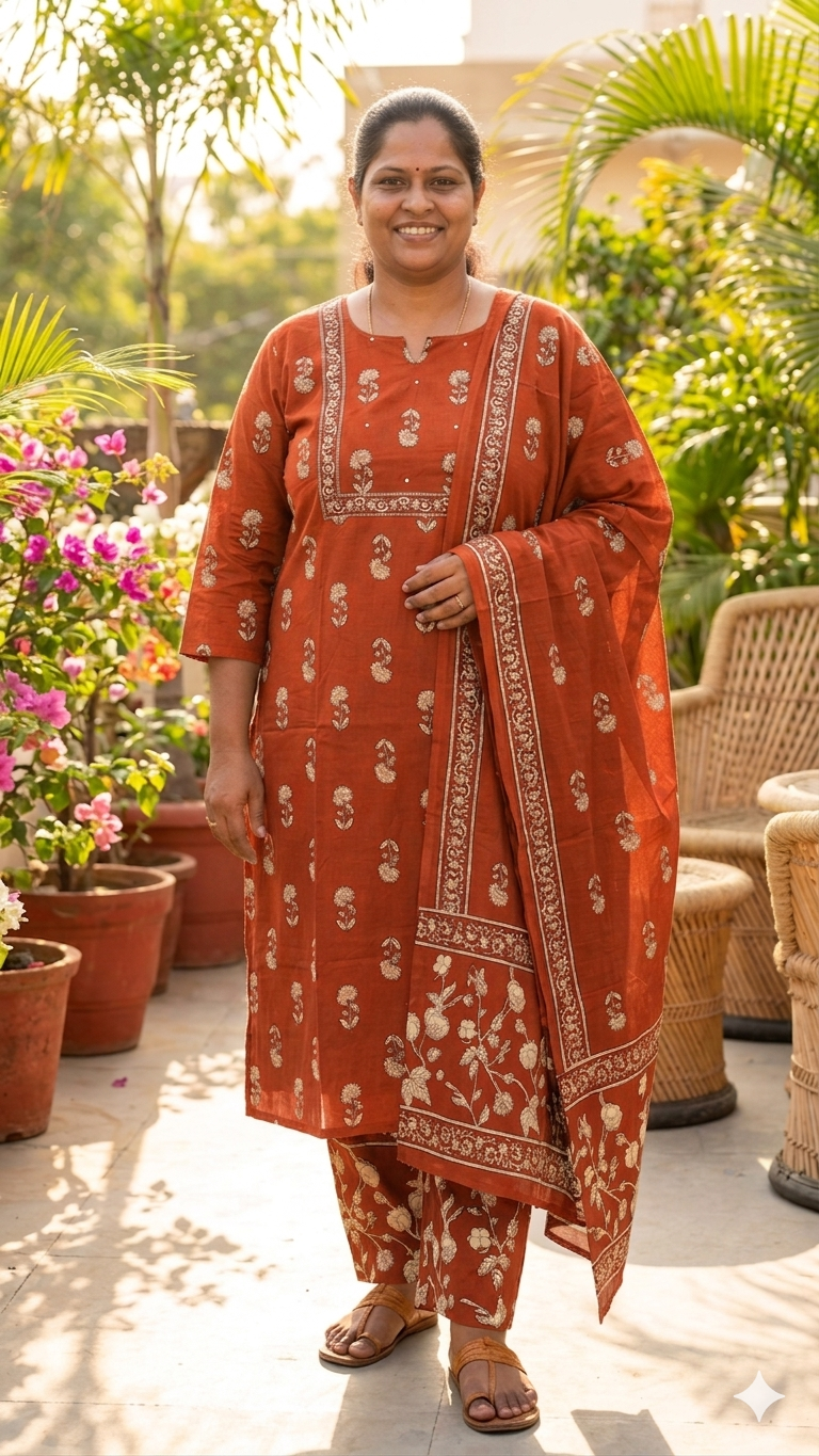 Earthy Orange Plus size Salwar
