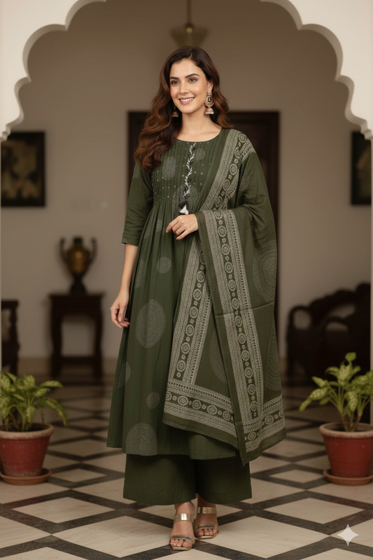 Olive Grace Premium Cotton Salwar