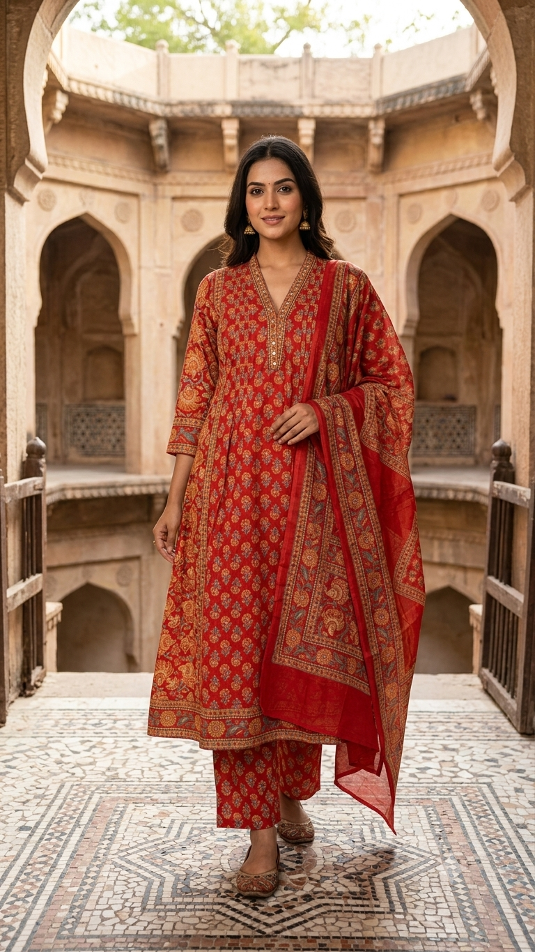 Royal Vermilion A-Line Salwar