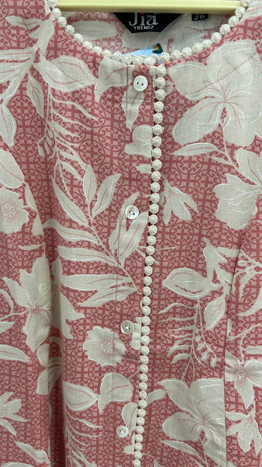 Baby Pink Cotton Flex Kurti