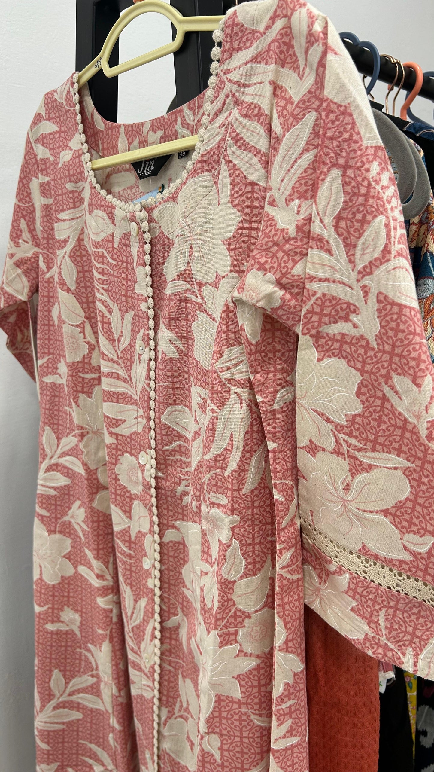 Baby Pink Cotton Flex Kurti