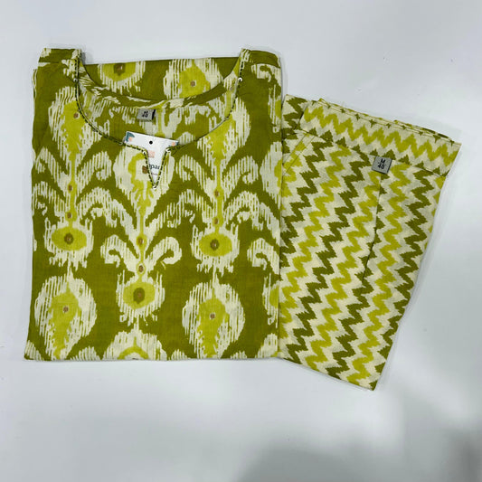 Leaf Green Batik Kurta Pant
