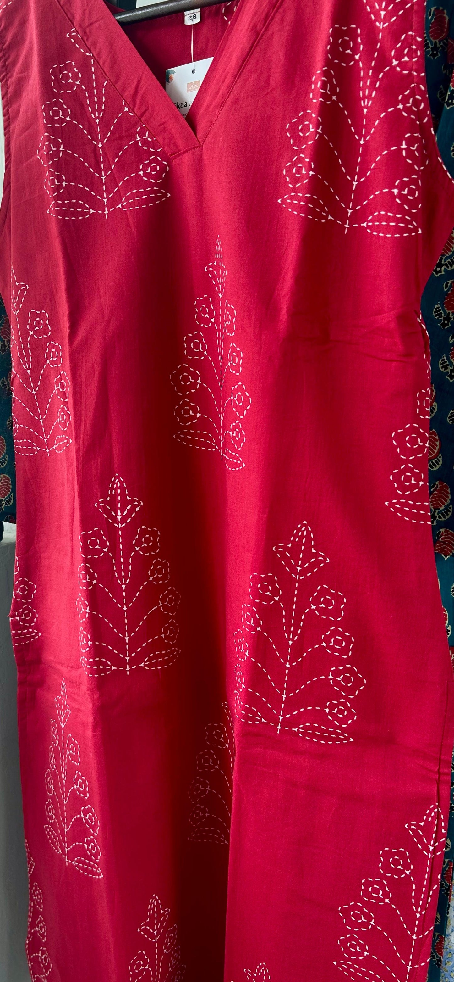 Red cotton Kurta pant