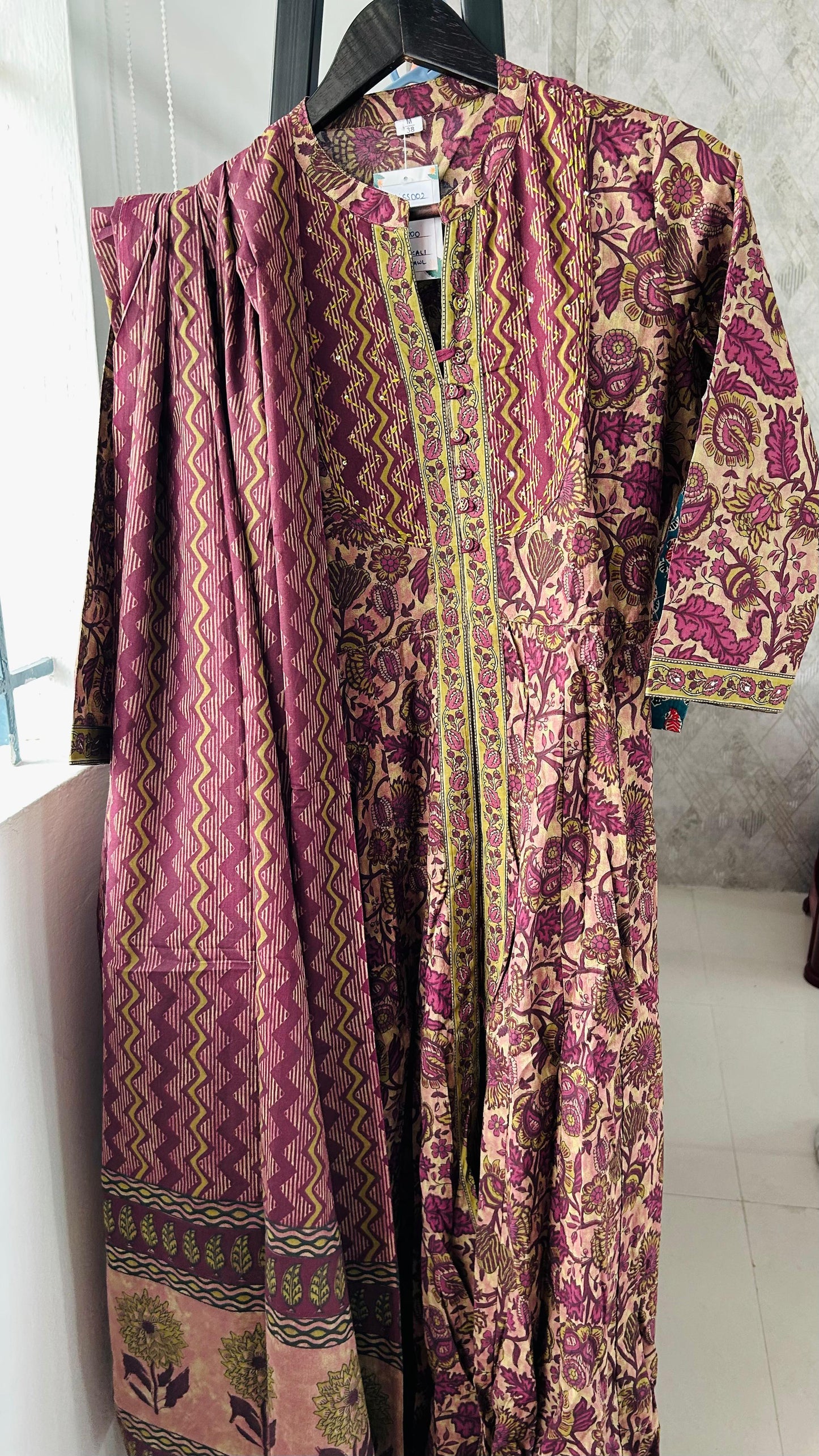 Wine Anarkali Dupatta