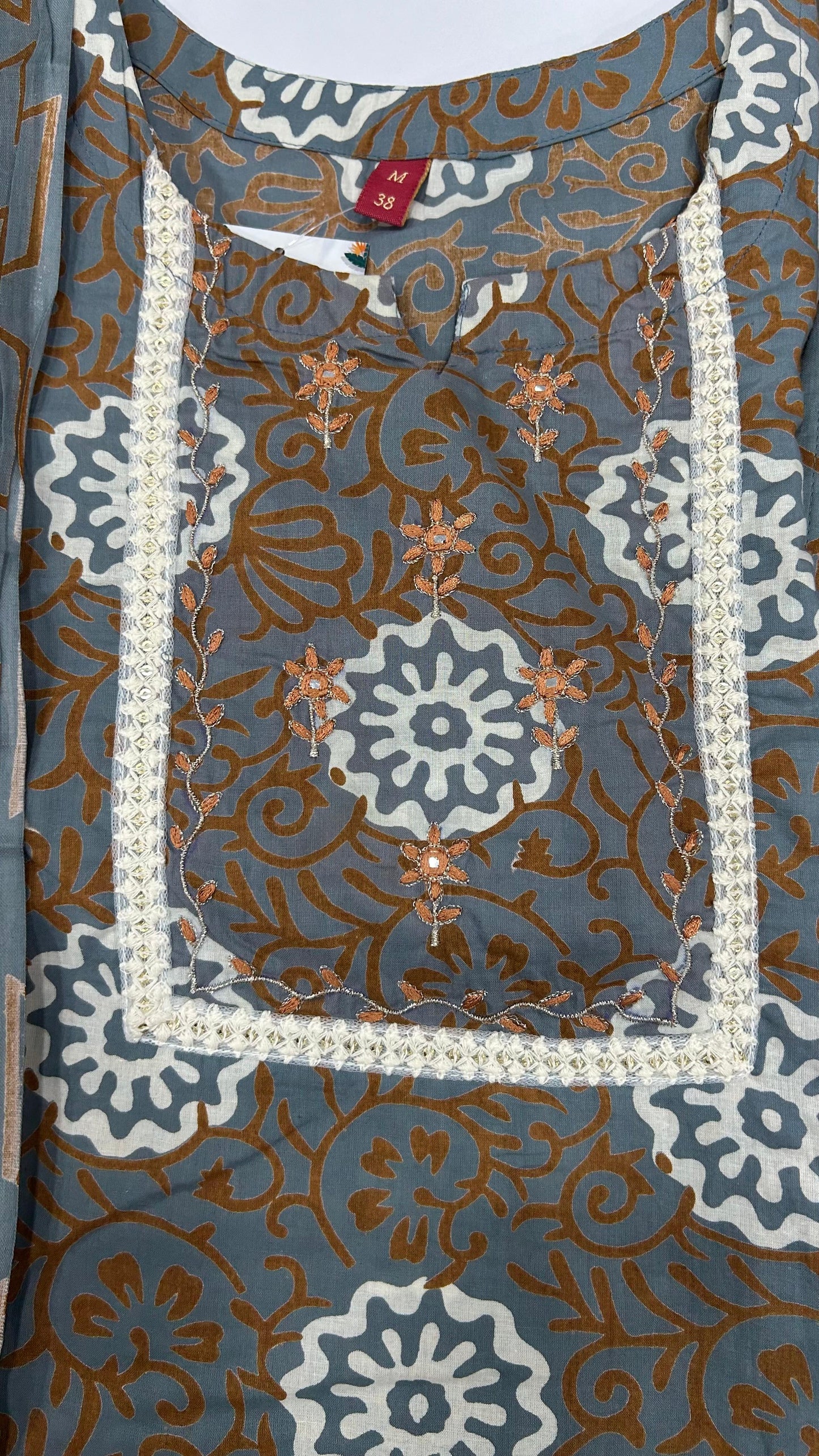 Grey Bandhini Cotton Salwar