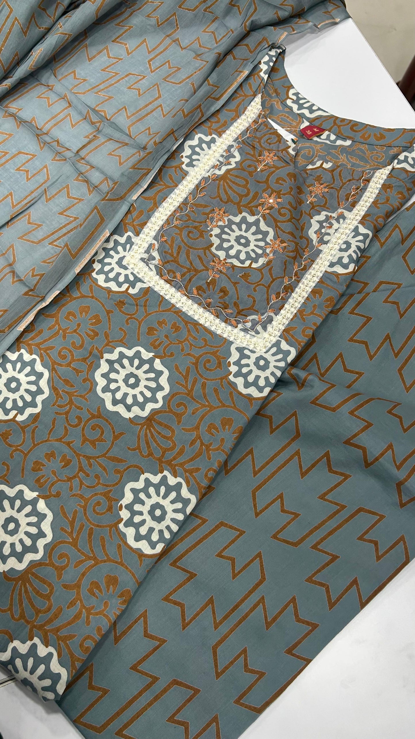 Grey Bandhini Cotton Salwar