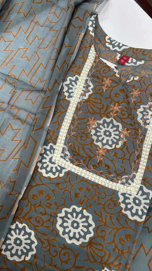 Grey Bandhini Cotton Salwar