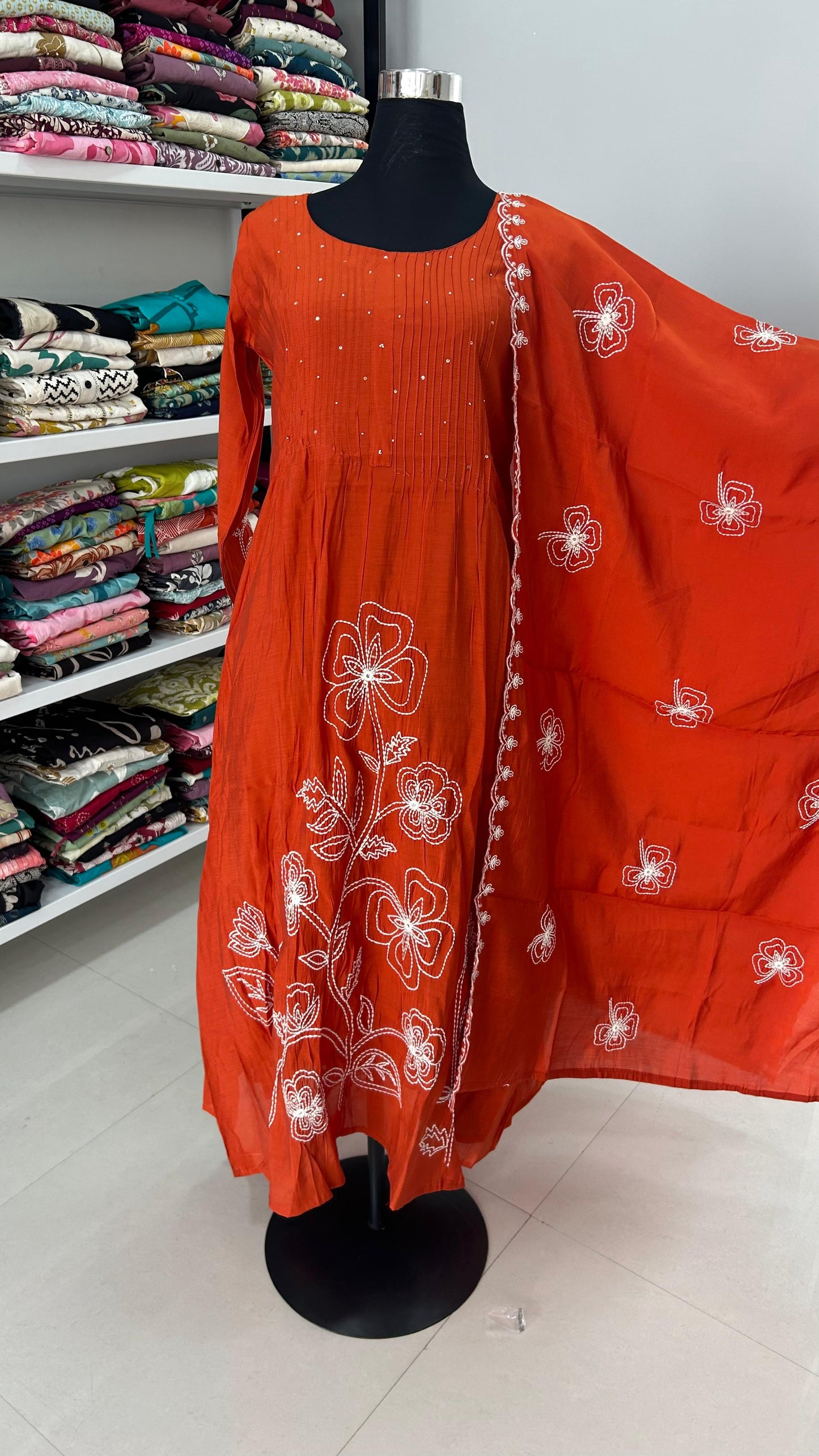 Rustic Orange Mul Chanderi Salwar