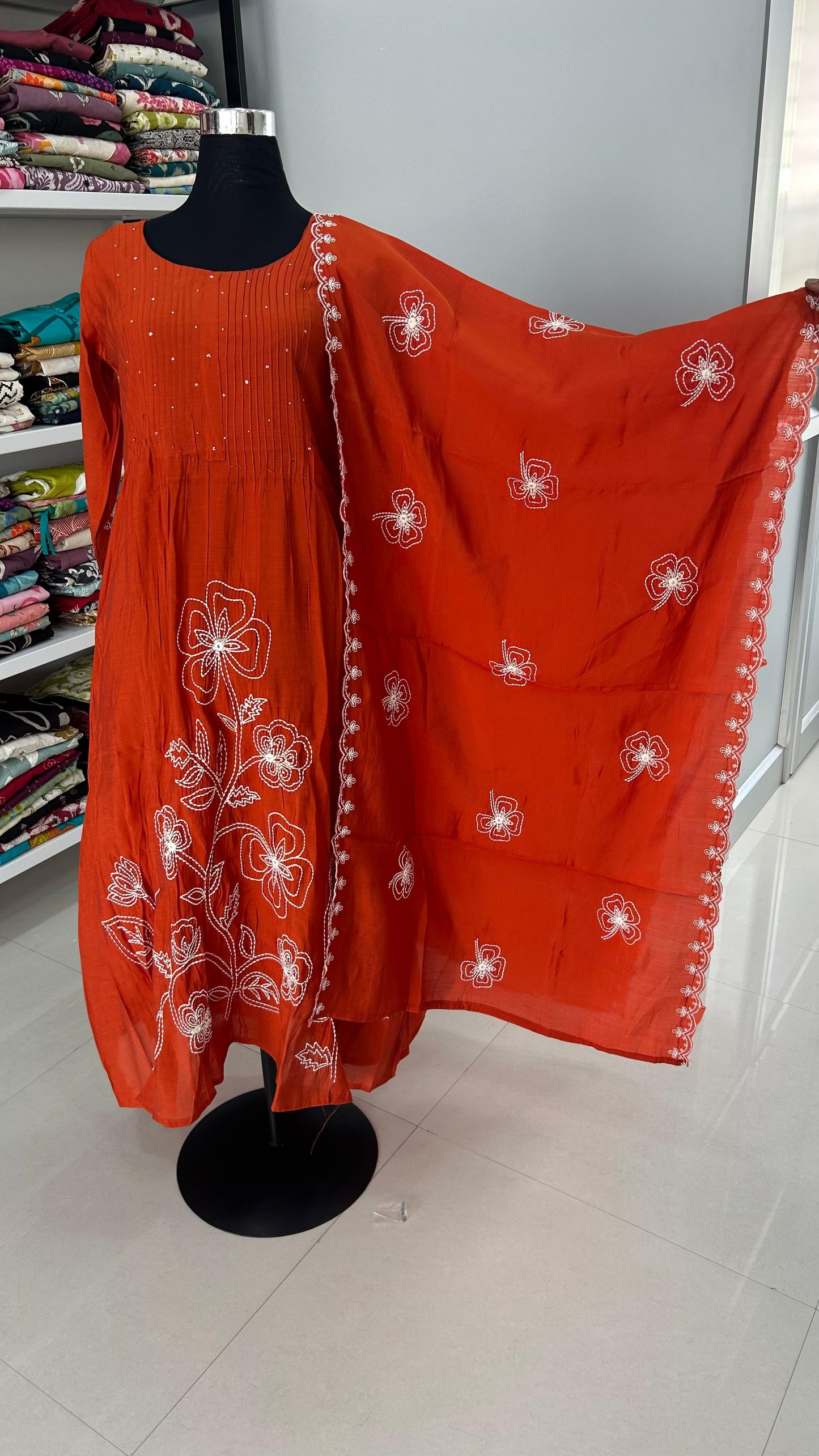 Rustic Orange Mul Chanderi Salwar