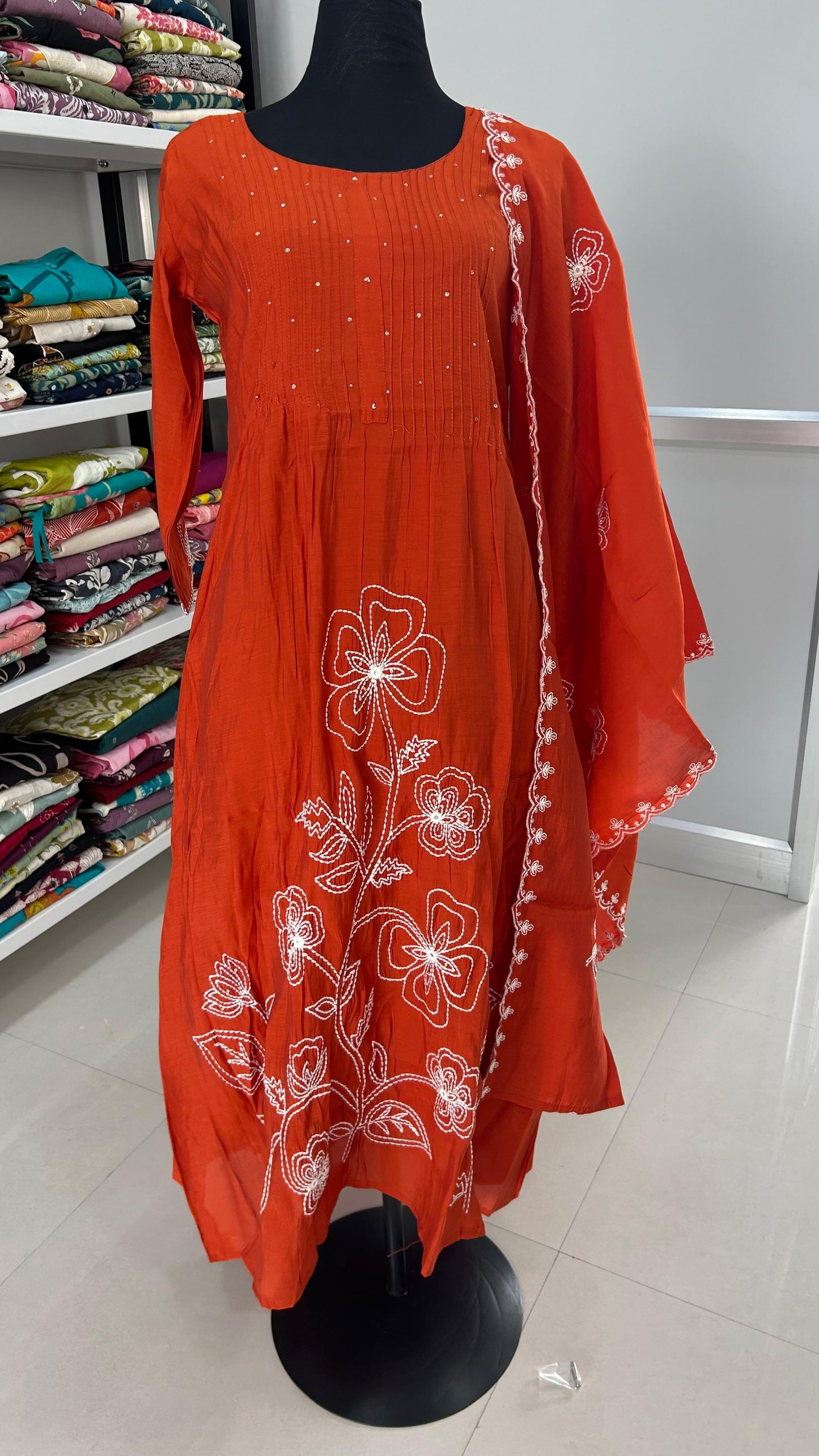 Rustic Orange Mul Chanderi Salwar